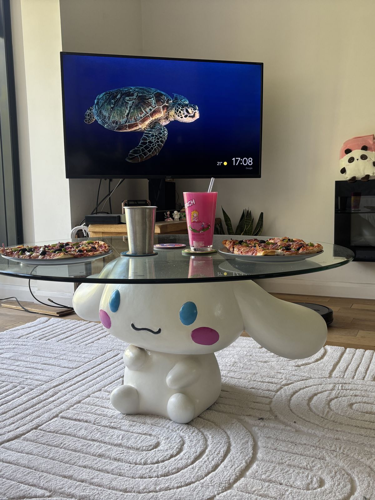 With glass top, styled