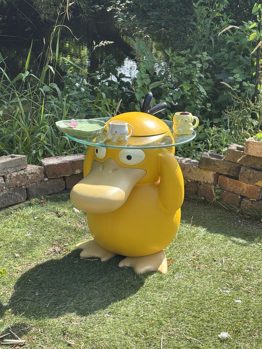 Psyduck coffee table with glass top